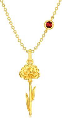 wholesale 925 Sterling Silver 12 Month Birth Flower Bouquet Pendant Necklace w Birthstone Mother s Day Gift-Jan-Carnation