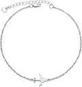 wholesale 925 Sterling Silver White Opal Plane Charm Adjustable Chain Anklet Bracelet-0-0