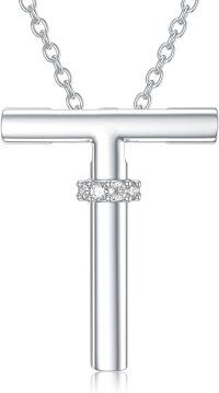 wholesale 925 Sterling Silver WG 925 Sterling Silver Natural Diamond A Z Letter Necklace for Women-T