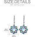 wholesale Dangle Lotus Flower Earrings For Women 925 Sterling Silver Moonstone Lotus Earrings Dangle Lotus Flower Earrings Dangle Abalone Earrings Jewelry For Women Girlfriend Birthday Christmas Anniversary Mothers Day -0-5