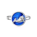 TOUPOP Sterling Silver Rings Minimalist Narwhal Whale Jewelry Gift For Women-0-0