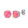 wholesale 925 Sterling Silver Green Fire Opal Round Stud Earrings - Multiple Sizes & Colors for Women Men Gifts-0-12