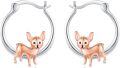 wholesale 925 Sterling Silver Chihuahua Dog Hoop Earrings for Girls' Gifts-0-0