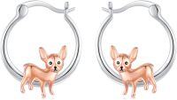 wholesale 925 Sterling Silver Chihuahua Dog Hoop Earrings for Girls' Gifts-Chihuahua