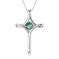 wholesale 925 Sterling Silver Birthstone Cross Necklace for Women Fine Jewelry Gift-Abalone Shell