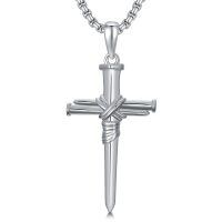 wholesale 925 Sterling Silver Cross Pendant With Nail Details On Chain Necklace-1-4-Three-dimensional