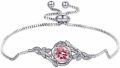 wholesale 925 Sterling Silver Pink Zircon & Tourmaline Vintage Rose Birthstone Bracelet for Women-0-0