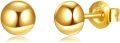 wholesale 18K Golden Solid 18K Gold Ball Stud Earrings - Small Round Ear Pins for Women (5 mm)-0-6