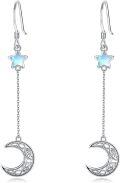 wholesale 925 Sterling Silver Moonstone Drop Earrings with Celtic Knot and Star Design-0-0