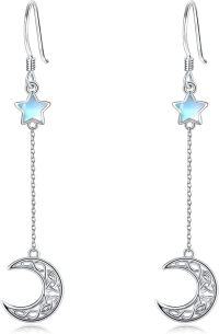 wholesale 925 Sterling Silver Moonstone Drop Earrings with Celtic Knot and Star Design-Moonstone5