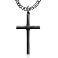 wholesale  Black Plated Mens Cross Pendant Necklaces for Men s 24 Chain-Black Gold