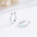 wholesale 925 Sterling Silver Blue Pink White Fire Opal Huggie Hoop Earrings for Women-0-1