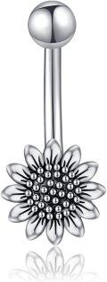 wholesale 925 Sterling Silver Daisy Sunflower Belly Button Ring Evil Eyes Navel Rings for Women Body Piercing Jewelry-0-0