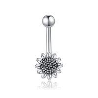wholesale 925 Sterling Silver Daisy Sunflower Belly Button Ring Evil Eyes Navel Rings for Women Body Piercing Jewelry-Antique Sunflower Belly Ring