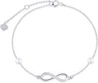 wholesale 14K Gold Infinity Charm Bracelet with Pearls and Cubic Zirconia for Women's Gifts-White Gold gold