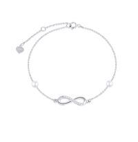 wholesale 14K Gold Infinity Charm Bracelet with Pearls and Cubic Zirconia for Women's Gifts-White Gold gold