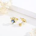 wholesale 925 Sterling Silver Blue Crystal Heart Cat Stud Earrings for Women Girls -0-3
