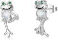 wholesale 925 Sterling Silver Frog Opal Stud Earrings Adorable Animal  for Women Girls-0-0