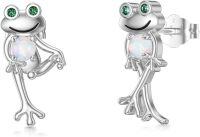 wholesale 925 Sterling Silver Frog Opal Stud Earrings Adorable Animal  for Women Girls-Frog