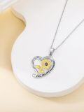 wholesale TOUPOP You Are My Sunshine Necklace 925 Sterling Silver Sunflower Necklace For Women Heart Pendant Necklace With Zircon Anniversary Birthday Gifts For Wife Mother -0-2