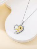 TOUPOP Sterling Silver Zircon Sunflower Heart Pendant Necklace For Women-0-2