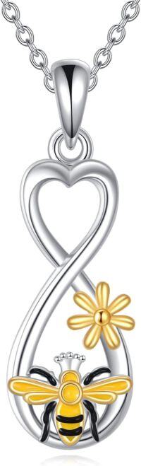 wholesale 925 Sterling Silver Heart Infinity Bee Daisy Charm Pendant Necklace s for Women-Bee