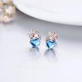 wholesale 925 Sterling Silver Heart-Shaped Blue Crystal Unicorn Stud Earrings for Kids Adults-0-3