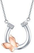 wholesale 925 Sterling Silver Horseshoe & Rose Gold Butterfly Pendant Necklace for Women Gifts for Her Valentines Day Jewelry-0-0
