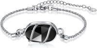 wholesale Sterling Silver Gemstone Urn Bracelet for Ashes Memorial Keepsake Jewelry for Women-Black Onxy-Black Onyx