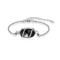 wholesale 925 Sterling Silver Moonstone Bracelet Wholesale With Adjustable Chain And Clasp-Black Onxy-Black Onyx