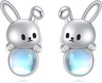 wholesale 925 Sterling Silver Blue Moonstone Rabbit Stud Earrings for Women Girls -Bunny