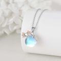 wholesale 925 Sterling Silver Blue Moonstone Bunny Pendant Necklace-0-3