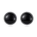 wholesale 925 Sterling Silver Classic Round Black Pearl Earrings-0-0