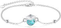 wholesale 925 Sterling Silver Turquoise Graduation Cap Charm Bracelet Gift for Women-bracelet 03