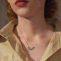 wholesale 925 Sterling Silver Gold Plated Black Enamel Fan Pendant Necklace For Women-0-1