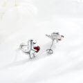 wholesale 925 Sterling Silver Platinum Plated Cute Dinosaur Red Heart Crystal Stud Earrings-0-5