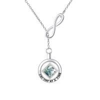 wholesale 925 Sterling Silver Infinity & Jade Stone Pendant Necklace - One Day at A Time Jewelry for Women's Addiction Recovery Gifts-AA moss agate
