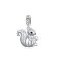 wholesale 925 Sterling Silver Squirrel Pendant Charm with Cubic Zirconia for Bracelet Necklace DIY Crafting Jewelry Making Supplies Accessories Gift Boxed 3D Engraved Design-0-0