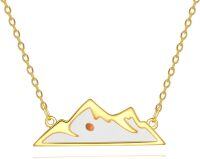 wholesale 925 Sterling Silver Gold Plated Mountain Pendant with Blue Stone and Yellow Seed Charm Christian Jewelry for Women Gifts-Golden Mountain Mustard Seed