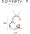 wholesale 925 Sterling Silver with Rose Gold and White Diamonds Double Heart Pendant Necklace for Women - F-G-I1/I2 Clarity-0-4