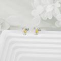 wholesale Sterling Silver Sunflower Initial Alphabet Letter Script Name Stud Earrings for Women-0-2