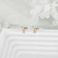 wholesale 925 Sterling Silver Sunflower Initial Alphabet Letter Script Name Stud Earrings for Women-0-2
