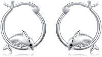 wholesale 925 Sterling Silver Hypoallergenic Dolphin Huggie Hoop Earrings for Sensitive Ears-Dolphin
