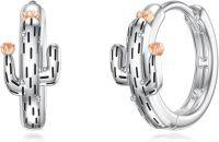 wholesale 925 Sterling Silver Cactus Flower Huggie Hoop Earrings 925 Sterling Silver Jewelry for Women-Cactus