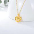 wholesale 18K Yellow Gold Diamond-Cut Open Heart Pendant Necklace with Sparkling Diamond Surface, Hypoallergenic, Gift Box-0-2
