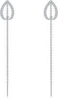 wholesale 925 Sterling Silver Teardrop Threader Earrings with CZ Stones and Chain for Women's Fashion  Ideas-0-0