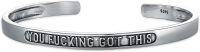 wholesale Sterling Silver Poiuy Inspirational Strength Mantra Cuff Bracelet Set-Mantra