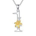 wholesale 925 Sterling Silver Lucky Number 0-9 Lily Flower Pendant Necklace-0-0