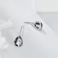 wholesale 925 Sterling Silver Moss Agate Teardrop Threader Earrings for Women - Natural Stone Drop Dangles-0-3