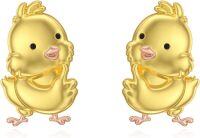 wholesale 925 Sterling Silver Plated Gold Chick Stud Earrings - Adorable Bird  for Girls and Women-Duck
